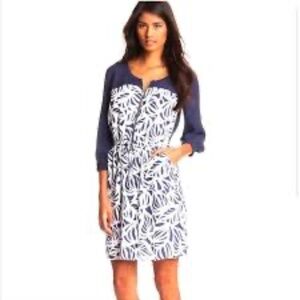 Lilly Pulitzer Womens 12 Blue White Sessile Rayon Elastic Wasit Zip Shift Dress